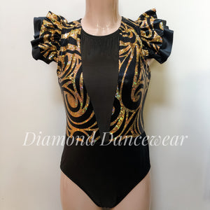Adults 12 -  Black and Gold Contemporary Dance Costume - In Stock