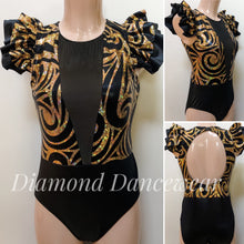 Load image into Gallery viewer, Adults 12 -  Black and Gold Contemporary Dance Costume - In Stock