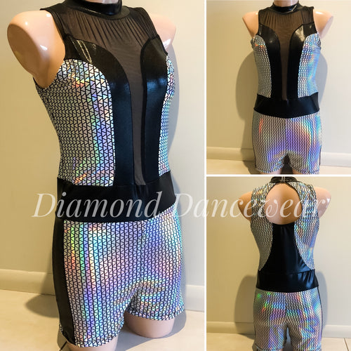 Adults 12 -  Black and Silver Dance Costume - In Stock