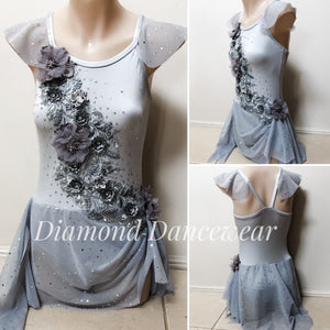 Girls Size 12 - Pale Grey and Silver Lyrical Dance Costume - In Stock