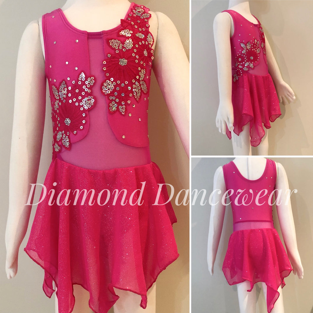 Girls Size 4 - Pink and Silver Lyrical Dance Costume - In Stock