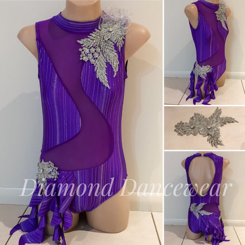Girls Size 12 - Purple and Silver Lyrical Dance Costume  - In Stock