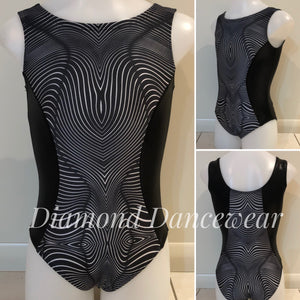 Girls Size 8 - Black and White Print Dance Leotard - In Stock