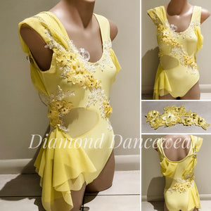 Girls Size 12 - Pale Yellow Lyrical Dance Costume  - In Stock