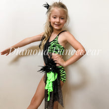 Load image into Gallery viewer, Girls size 6 - Neon Green and Black Dance Costume - In Stock