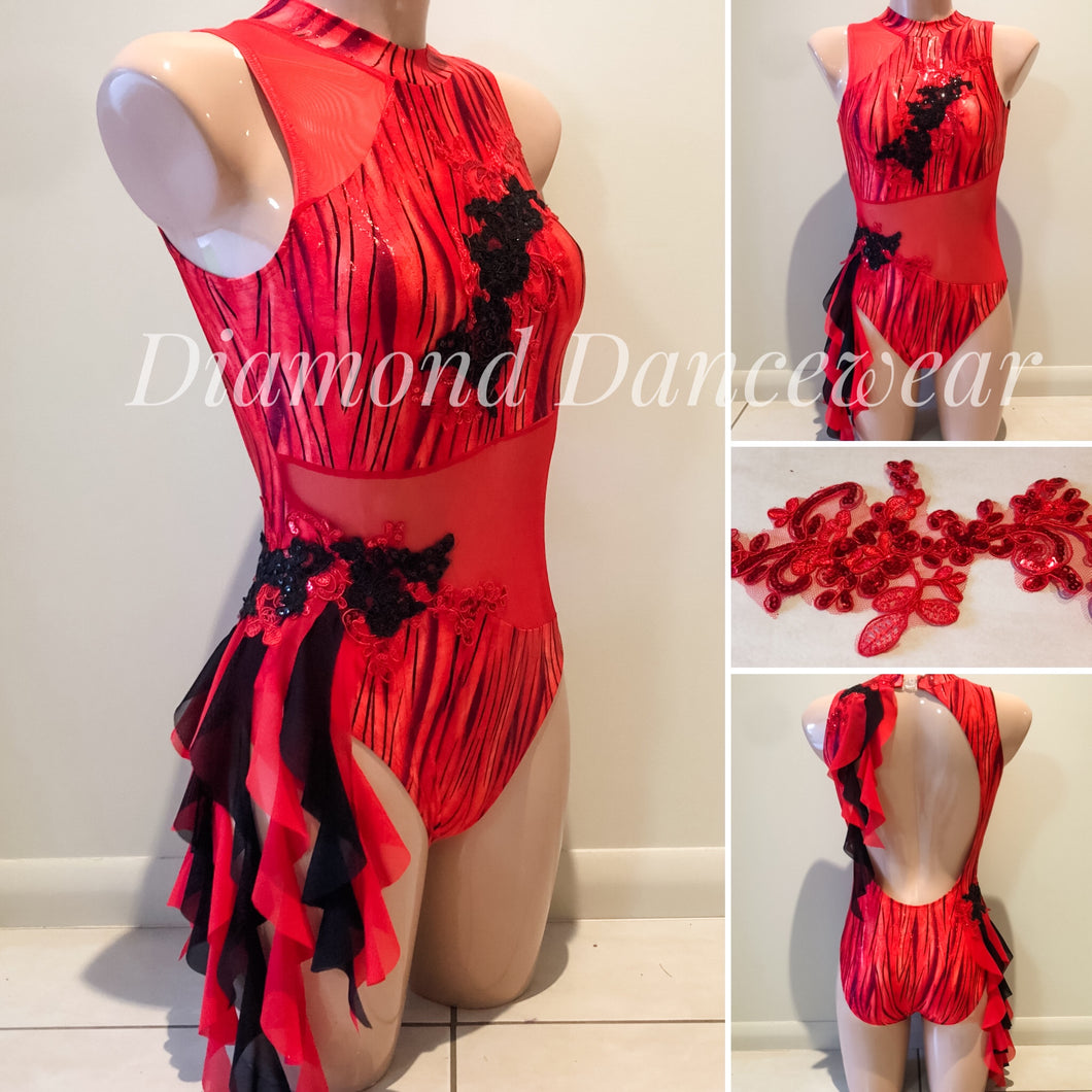 Adult Size 8 - Red and Black Dance Costume - In Stock