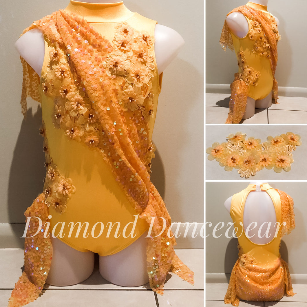 Girls Size 10 - Yellow Lyrical Dance Costume - In Stock