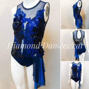 Girls Size 12 - Navy and Royal Blue Lyrical Dance Costume - In Stock