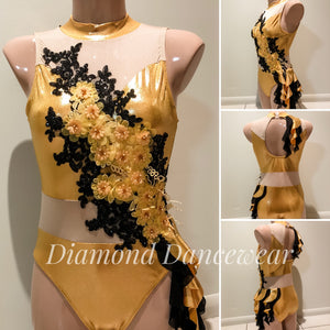 Adults Size 10 - Yellow and Black Lyrical Dance Costume - In Stock