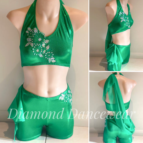 Girls Size 12 - Emerald Green Lyrical Dance Costume  - In Stock