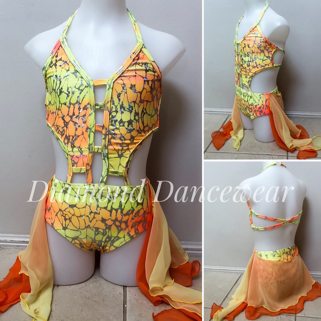 Girls Size 8 - Yellow and Orange Lyrical Dance Costume - In Stock