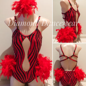 Girls Size 12 -  Red, Black and Silver Jazz or Tap Dance Costume - In Stock