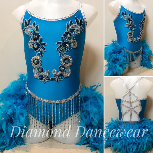 Girls Size 10 - Aqua and Silver Broadway Jazz - In Stock