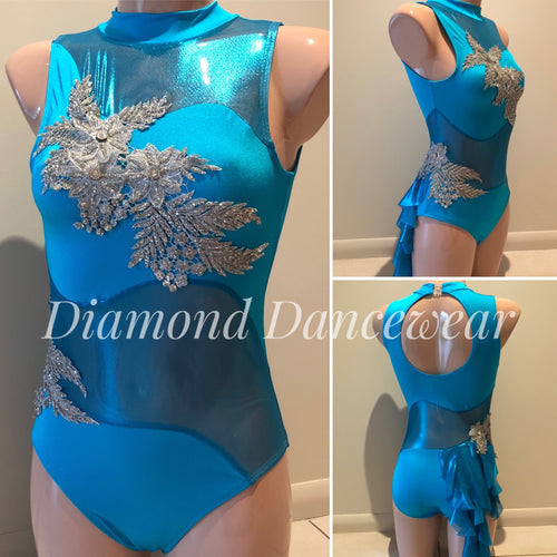 Adult Size 8 - Turquoise and Silver Lyrical Dance Costume - In Stock