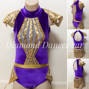 Girls Size 12 -Contemporary Purple Leotard with Gold Sequin Details - In Stock