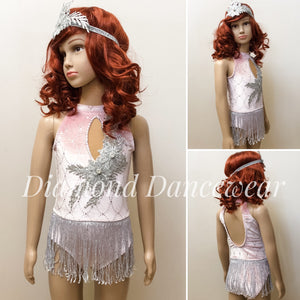 Girls Size 4 - Pink and Silver Velvet Dance Costume - In Stock