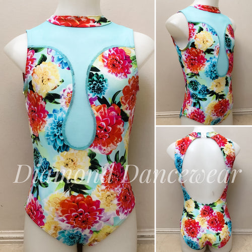 Girls Size 10 -  Pretty Floral Lycra Leotard - In Stock