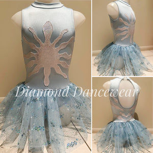 Girls Size 10 -  Baby Blue, White and Silver Tap or Jazz Costume - In Stock