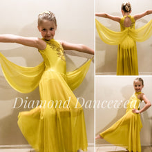 Load image into Gallery viewer, Girls Size 8 - Pretty Yellow Waltz Tap Dance Costume - In Stock