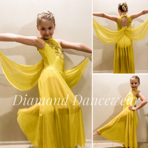 Girls Size 8 - Pretty Yellow Waltz Tap Dance Costume - In Stock