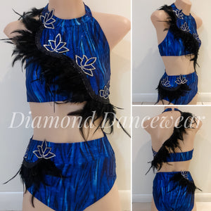 Girls Size 12 -  Blue, Black and Silver Jazz or Contemporary Costume - In Stock